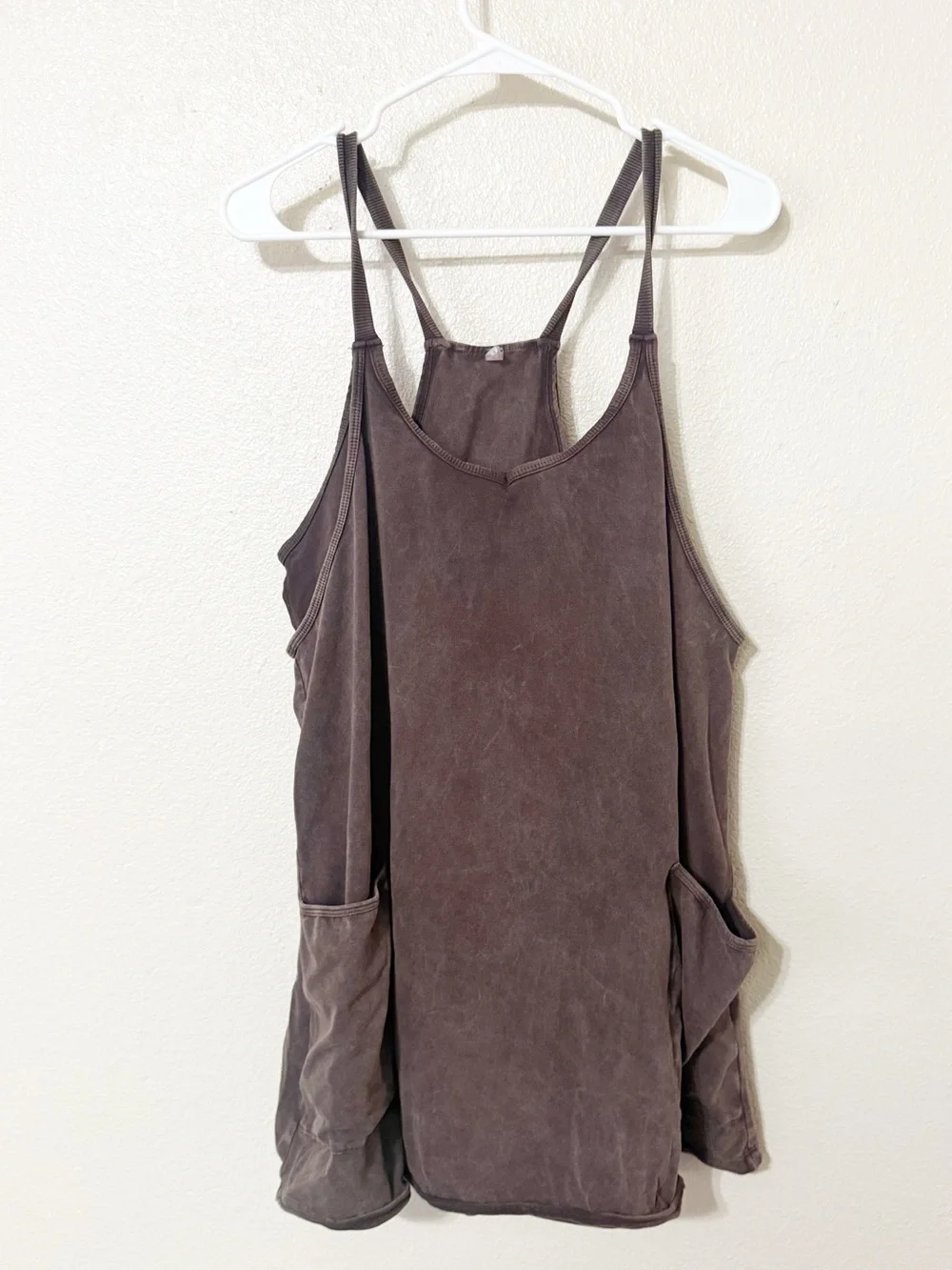Free People x FP Movement Hot Shot Mini Romper Dress in Chocolate size large
